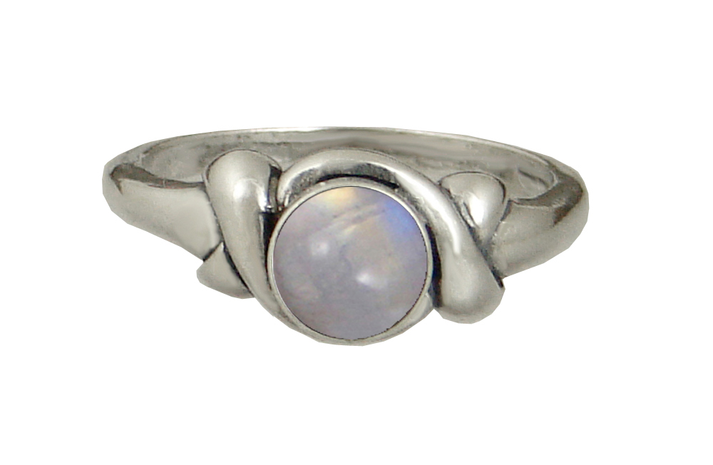 Sterling Silver Lover's Knot Ring With Rainbow Moonstone Size 8